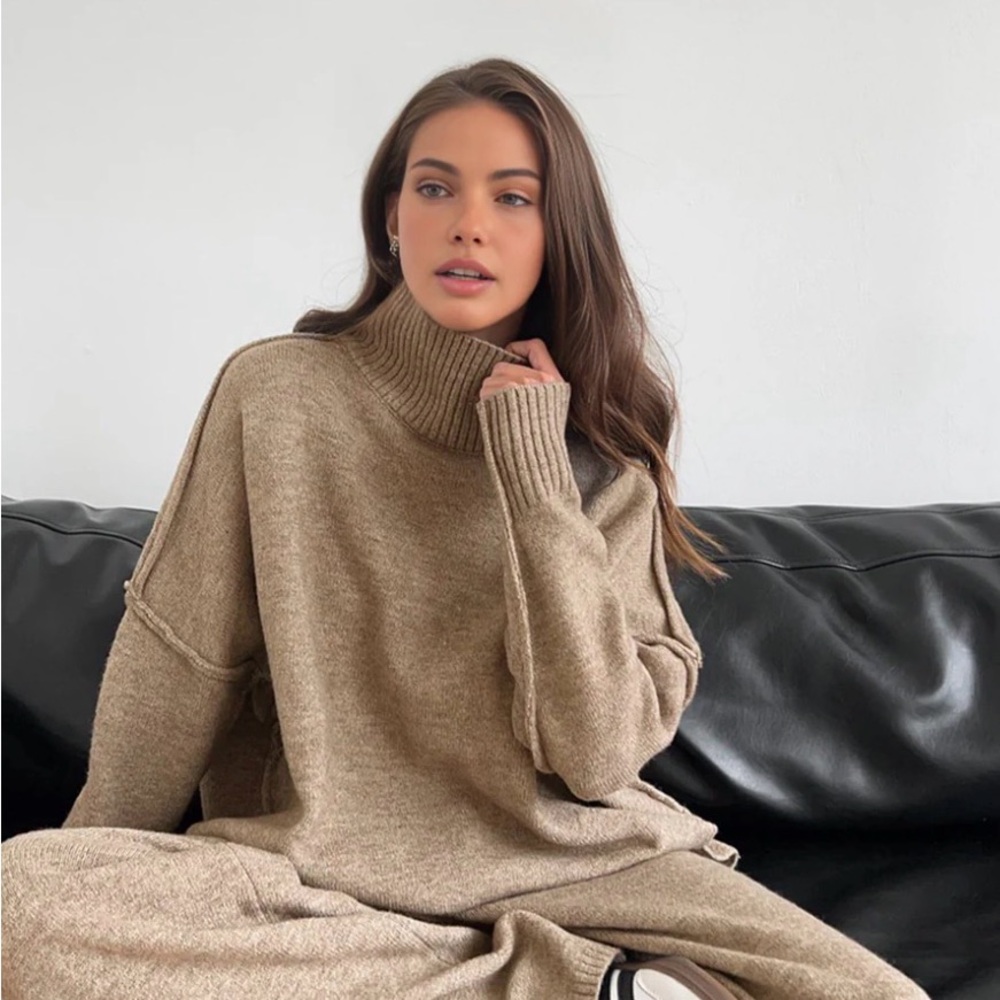 Cozy Tan Turtleneck Sweater